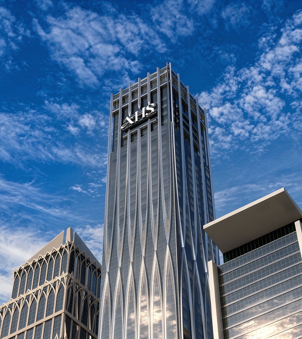 AHS Tower against a blue sky marking an AHS Properties 2026 milestone