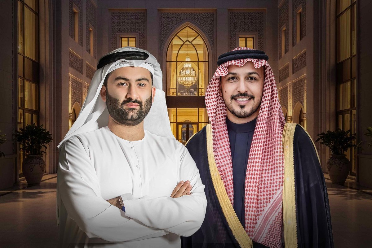 Abbas Sajwani of AHS Properties with a business partner in a palatial setting