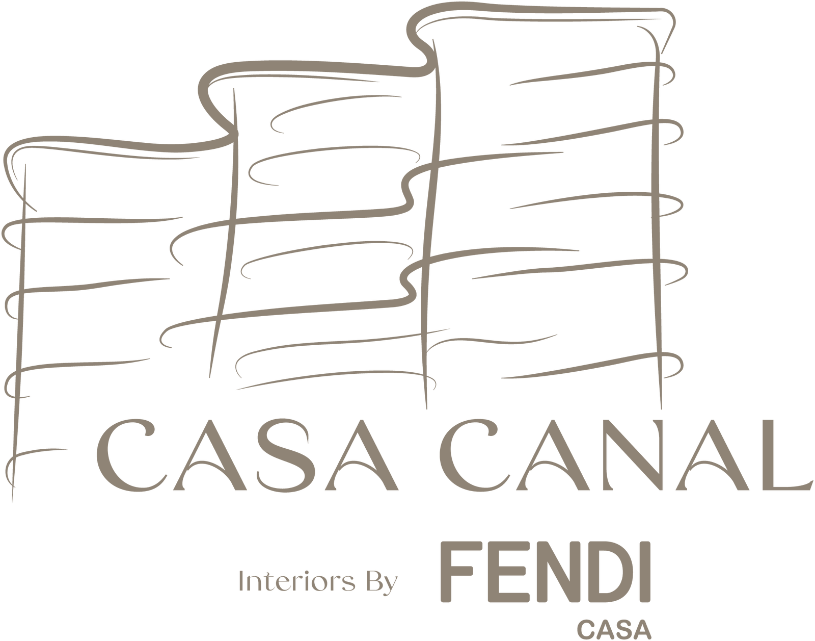 Casa Canal brand emblem featuring a stylised tower sketch above the Fendi Casa interiors signature
