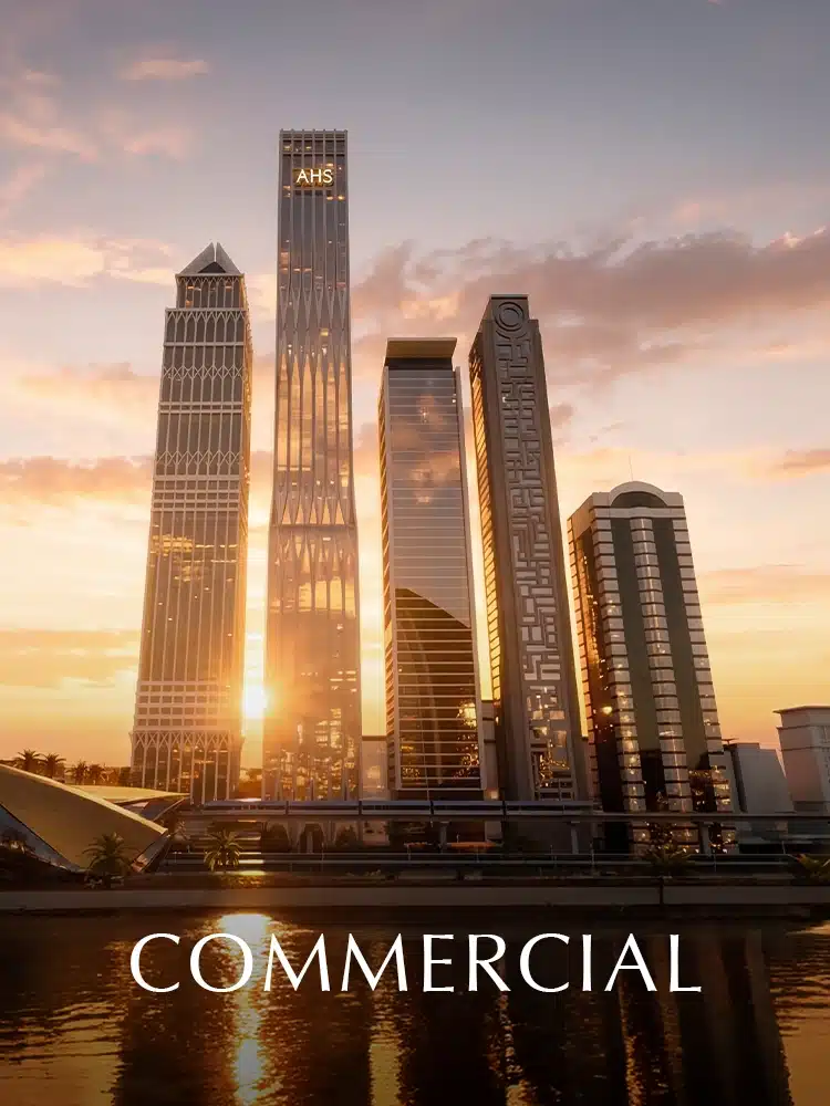 AHS Tower and the Sheikh Zayed Road skyline at sunset, AHS Properties commercial development